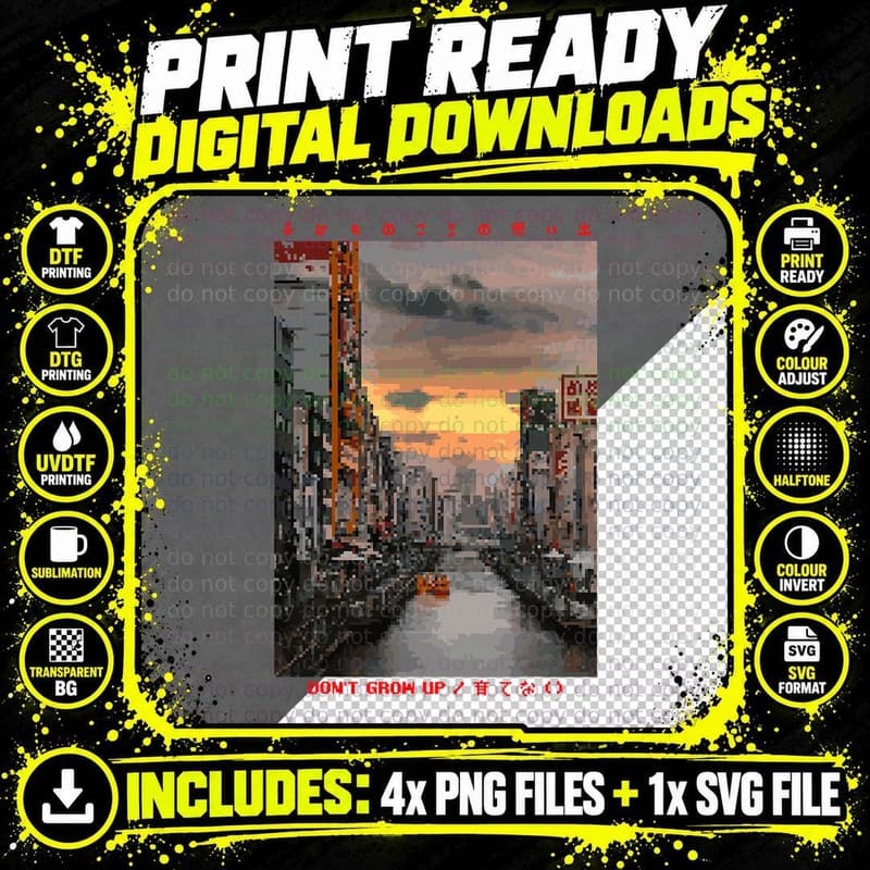 Japanese Cyberpunk Tokyo Streetwear Aesthetic Japan Png SVG Digital Bundle