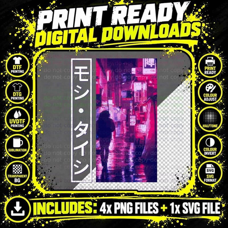 Japanese Cyberpunk Tokyo Streetwear Aesthetic Japan Png SVG Digital Bundle