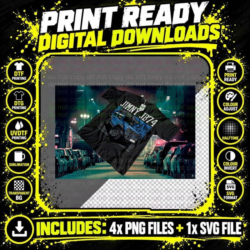 Jimmy Jot4 Neon Blue Car Cyberpunk Street Racing Theme Png SVG Digital Bundle