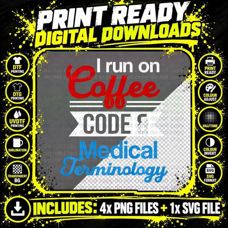 Medical Coder Job Profession Medical Terminology Coding Png SVG Digital Bundle