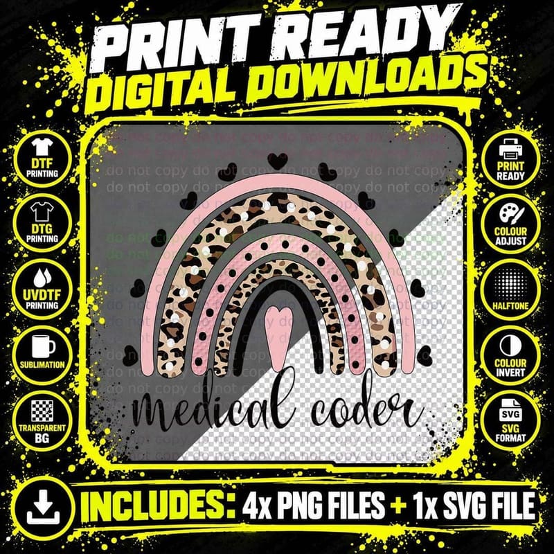 Medical Coder Rainbow Medical Coding Clinical Coder Png SVG Digital Bundle