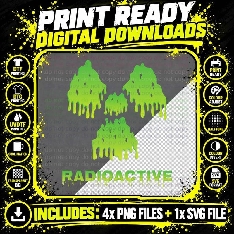 Melting Radioactive T-Shirt, Green Slime Print Png SVG Digital Bundle
