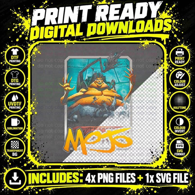 Mora Futuristic Robot Cyan Orange Yellow Tech T-Shirt Png SVG Digital Bundle