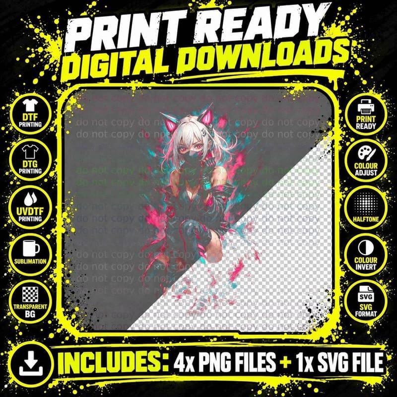 Neon Eiffel Tower Cyberpunk T-Shirt Png SVG Digital Bundle