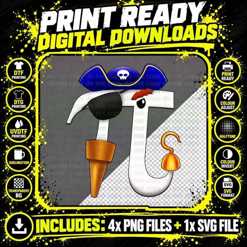 PI Day Pirate T Shirt Math Geek 2019 Gift Men Women Kids Png SVG Digital Bundle