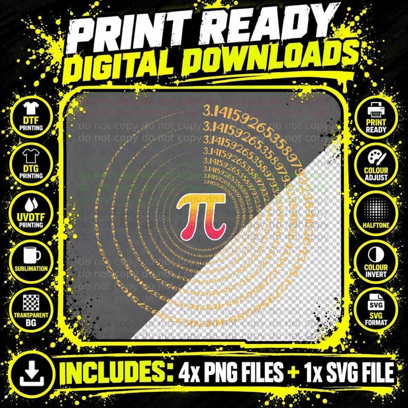 Pi Day Math Nerd Geek 3.1415 Irrational Number Pi Symbol Png SVG Digital Bundle
