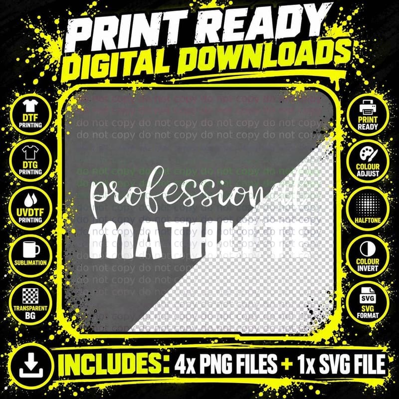 Professional Mathlete Shirt Math Nerd Mathematics Geek Png SVG Digital Bundle