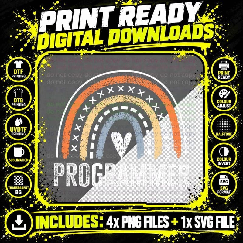Programmer Gifts for Women Rainbow Programming Coding Png SVG Digital Bundle