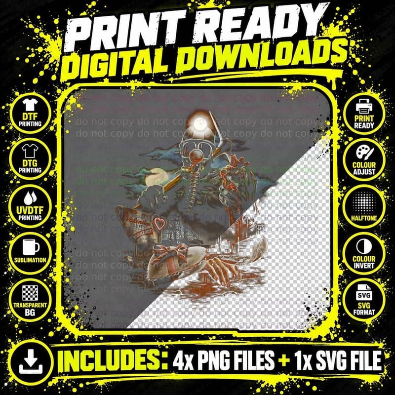 Robot Creature Mechanical Silver Orange Steampunk Sci-Fi Png SVG Digital Bundle