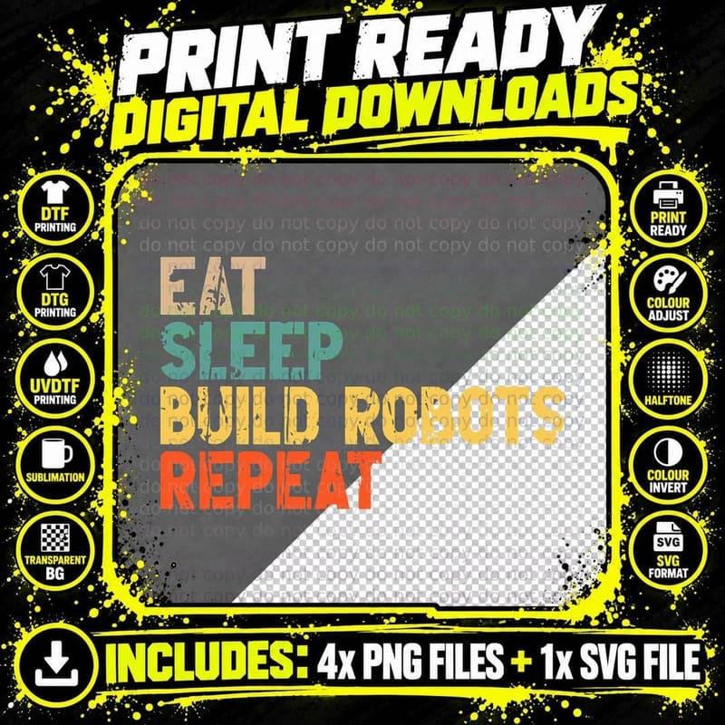 Robots Robotics Engineer Engineering Robot Lover Build Png SVG Digital Bundle