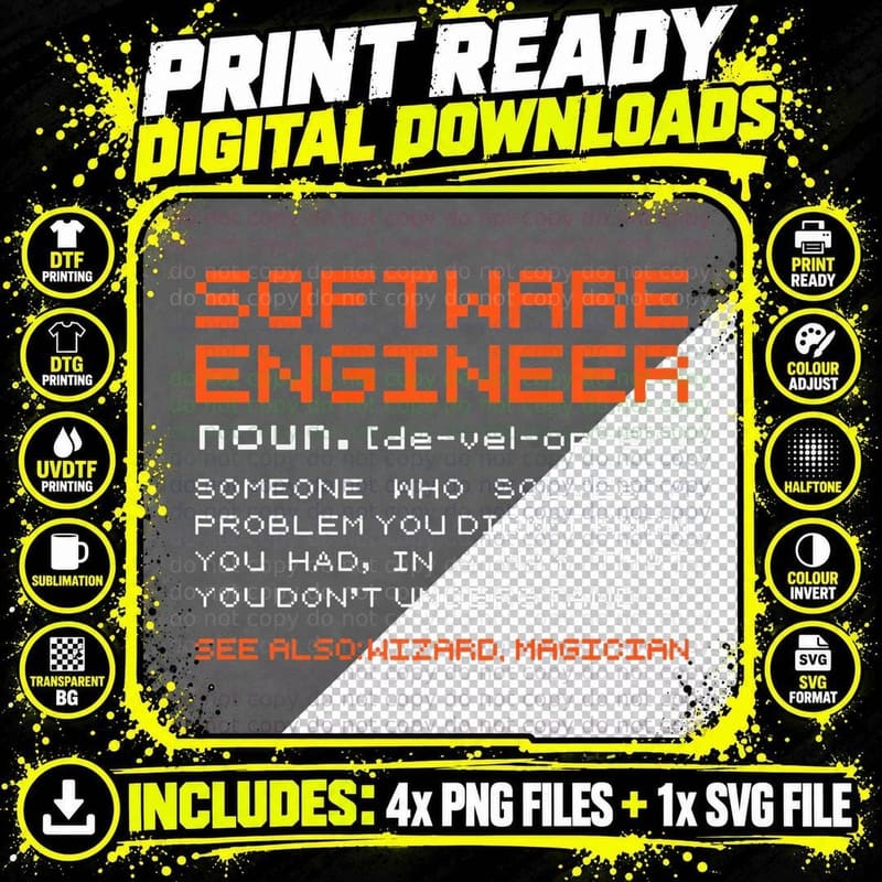 Software-Engineer Developer Definition Programming Png SVG Digital Bundle