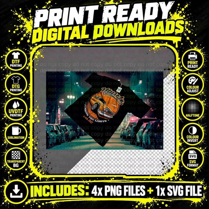 Street King Pushing the Limits Orange Car Streetwear Png SVG Digital Bundle