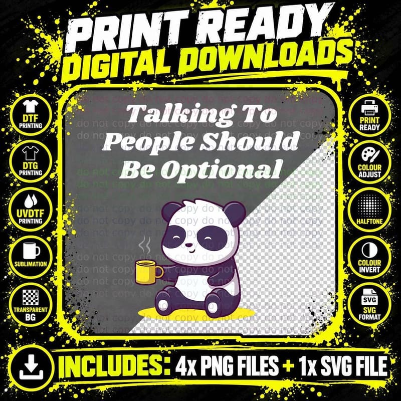 Talking to People Optional Introvert Nerd Antisocial Png SVG Digital Bundle