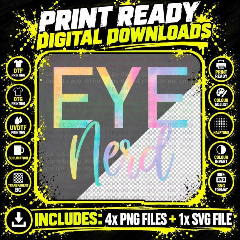 Tie Dye Eye Nerd Pocket Shirt Ophthalmologist Png SVG Digital Bundle