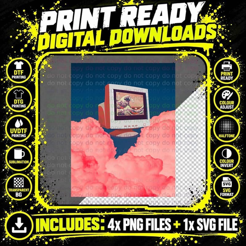 Weirdcore Dreamcore Aesthetic Pink Vaporwave Old Png SVG Digital Bundle