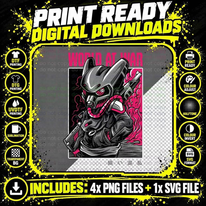 World Armor Robot Pink Flames Sci-Fi T-Shirt Png SVG Digital Bundle
