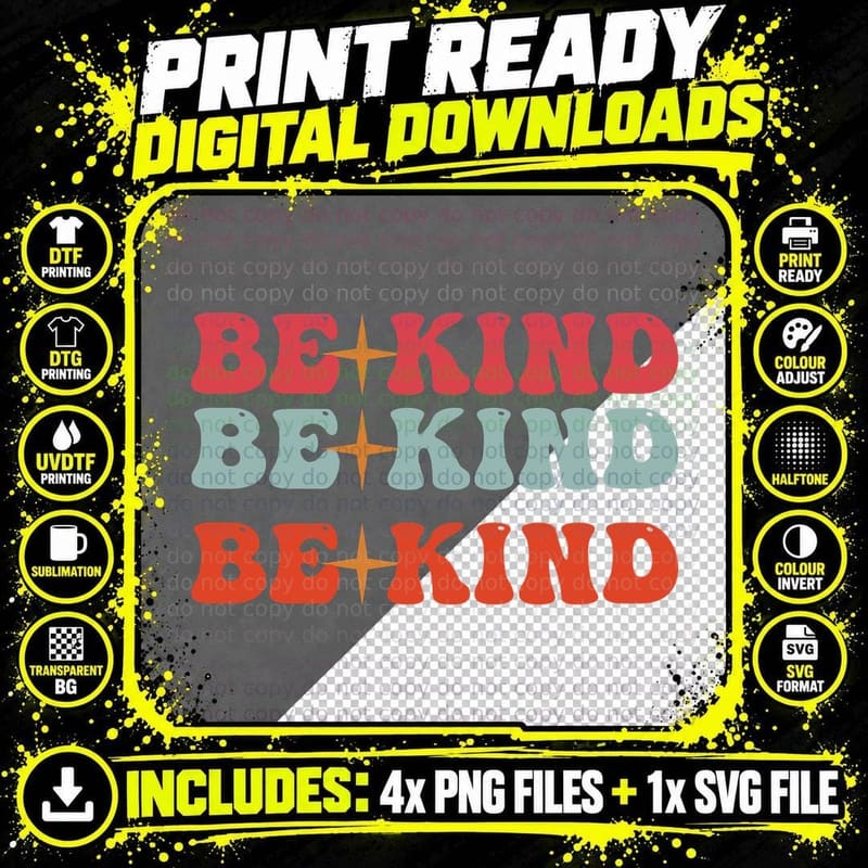Be Kind Be Kind Be Kind Fall T-Shirt Png SVG Digital Bundle