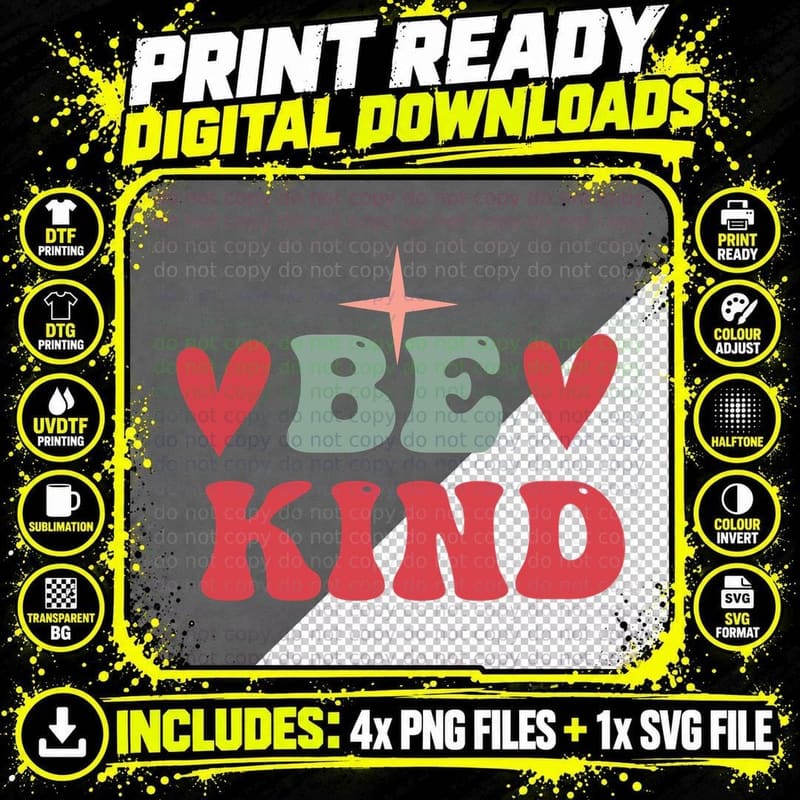 Be Kind Fall T-Shirt, Be Kind Hearts Motivational Png SVG Digital Bundle
