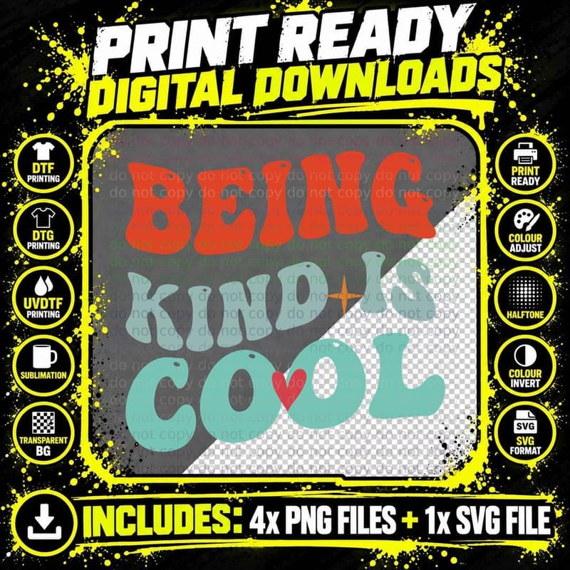 Being Kind Is Cool Fall T-Shirt, Being Kind Cool Heart Png SVG Digital Bundle