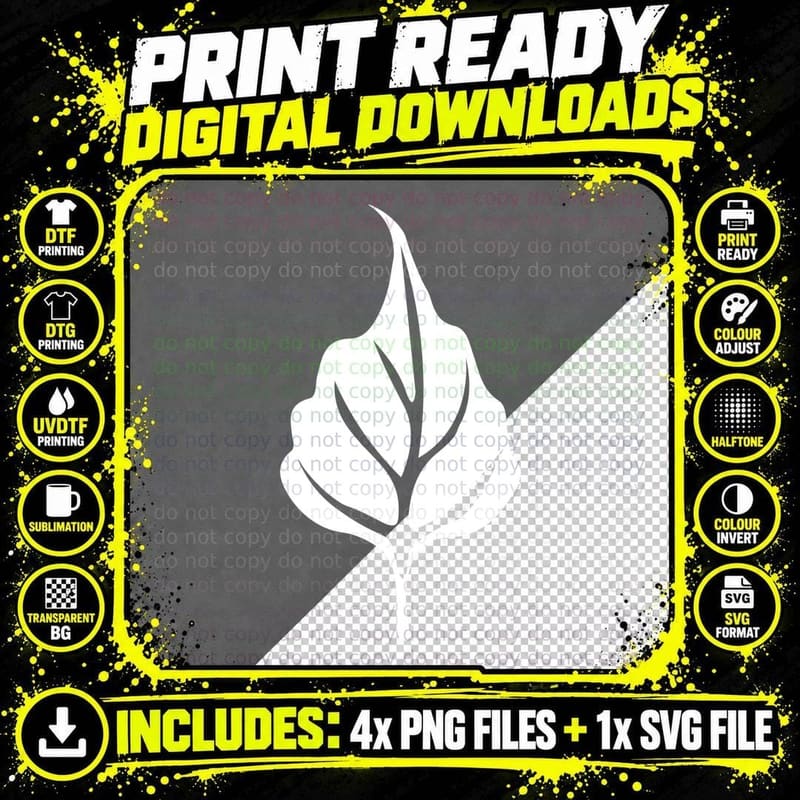 Black Feathered Willow-Like Leaf Fall T-Shirt Png SVG Digital Bundle