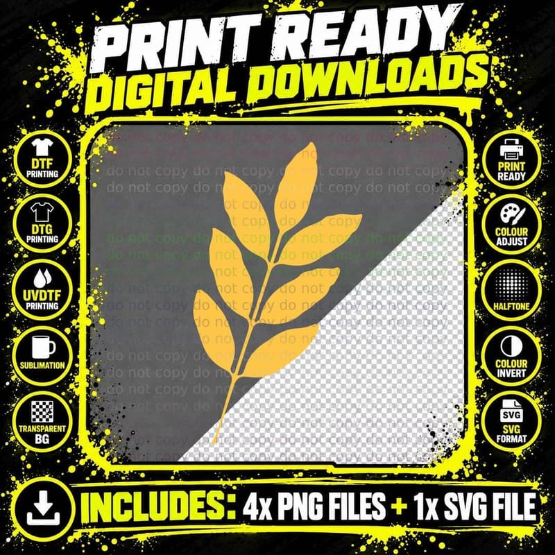 Bright Yellow Compound Leaflets Stem Fall T-Shirt Png SVG Digital Bundle