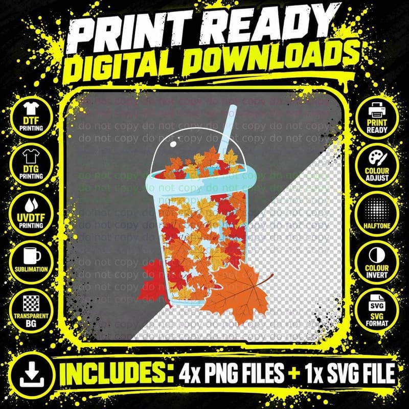 Bucket with Pumpkins and Leaves Fall T-Shirt Png SVG Digital Bundle