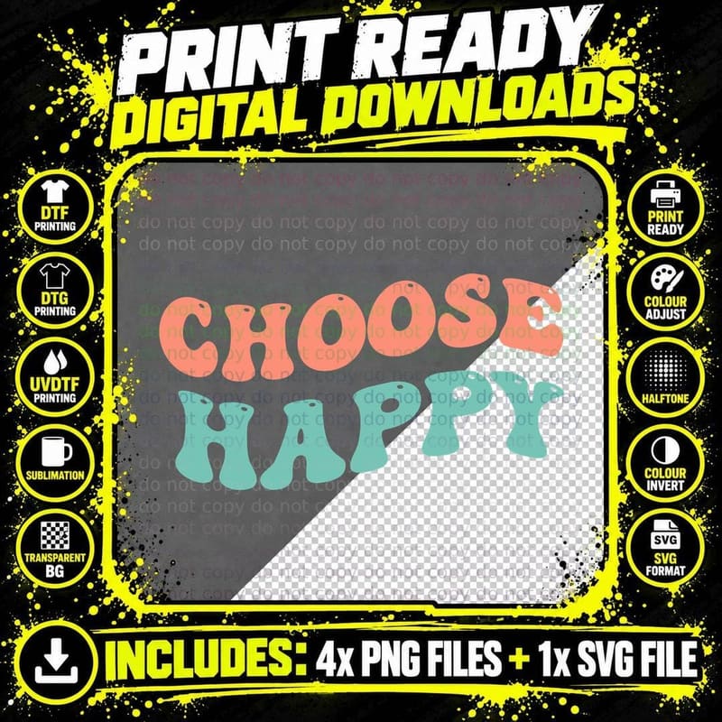 Choose Happy Fall T-Shirt, Choose Happiness Phrase Png SVG Digital Bundle