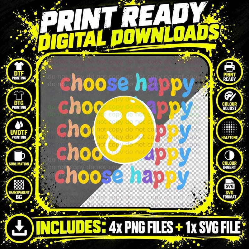 Choose Happy Fall T-Shirt, Choose Happy Rainbow Png SVG Digital Bundle