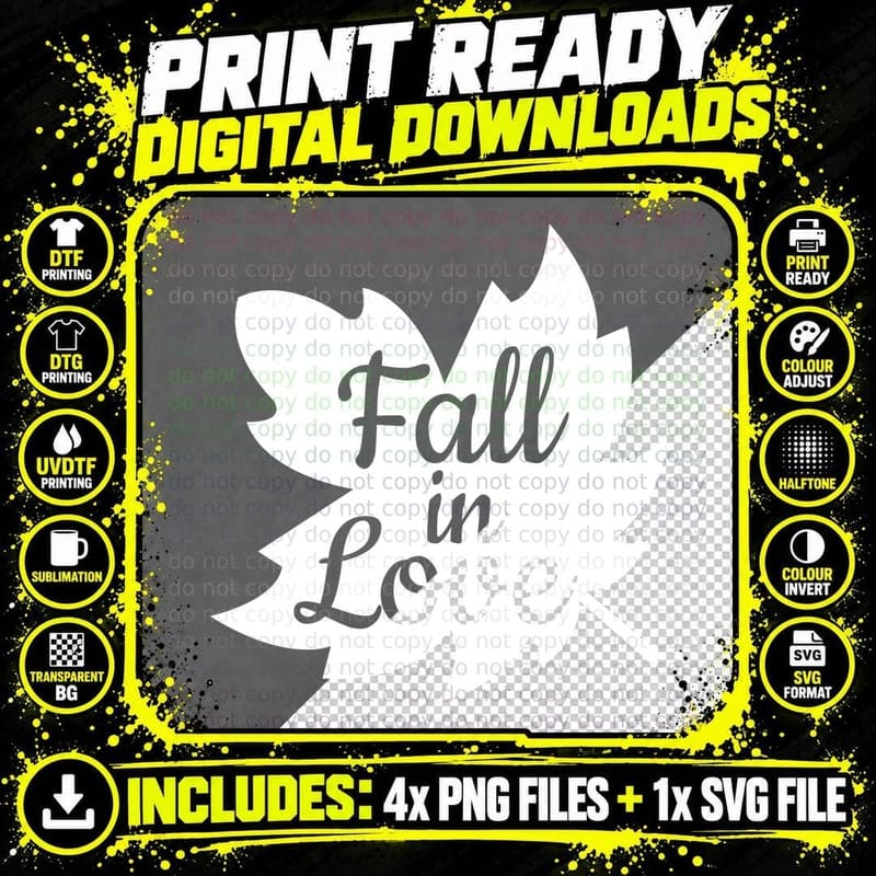 Dark Frame Barely Visible Fall T-Shirt Png SVG Digital Bundle