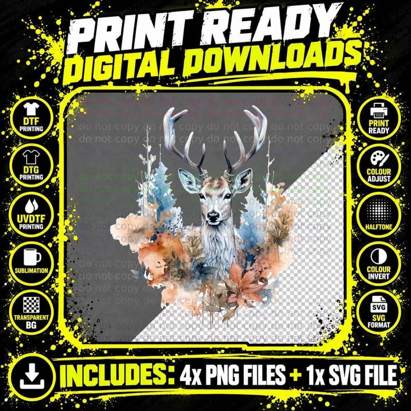Deer Amidst Autumn Leaves Hunting T-Shirt Png SVG Digital Bundle