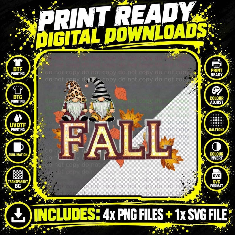Fall T-Shirt, Fall Gnome Design Quote Autumn Tee Png SVG Digital Bundle