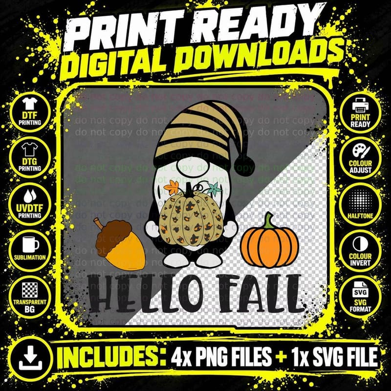 Falling Leaves Scattered Design Fall T-Shirt Png SVG Digital Bundle