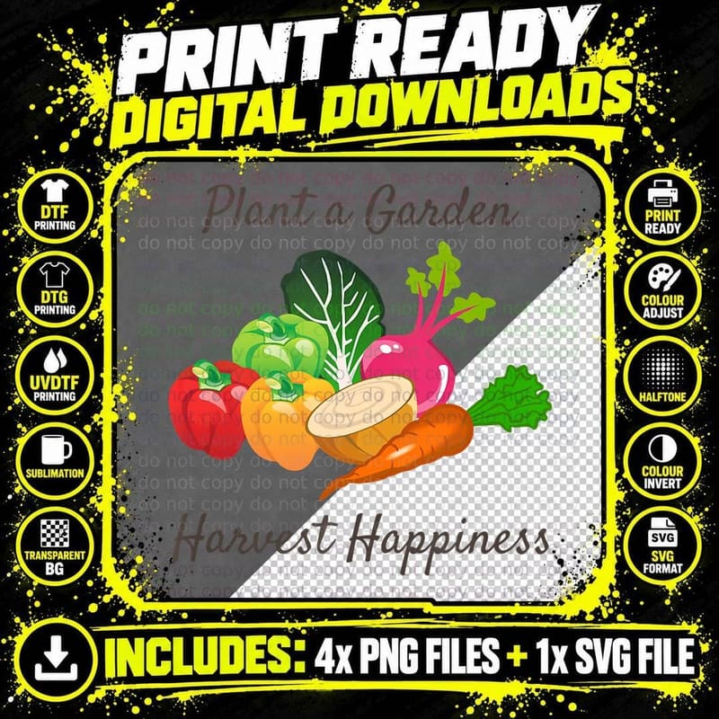 Gardening Garden Vegetables Cottagecore Vegetarian Png SVG Digital Bundle