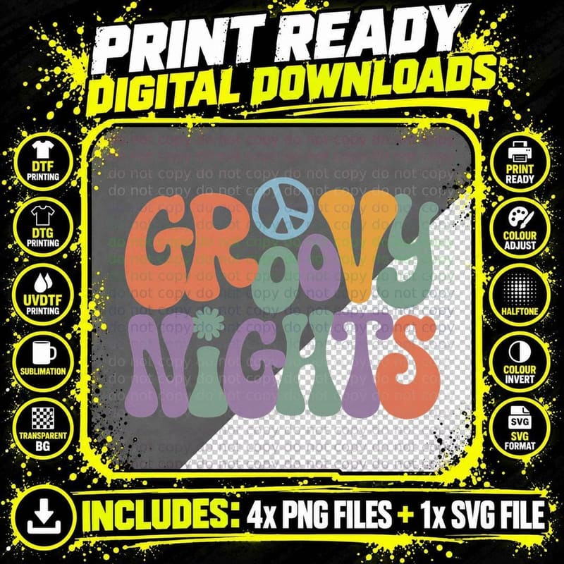 Grow Nights Fall T-Shirt, Grow Nights Peace Sign Flowers Png SVG Digital Bundle