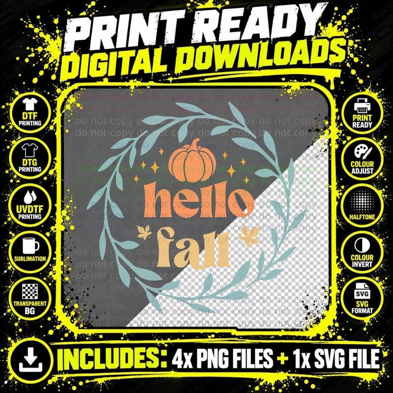 Hello Fall Hello Fall Hello Fall Hello Fall T-Shirt Png SVG Digital Bundle