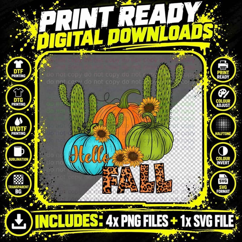 Hello Fall T-Shirt, Hello Fall Autumn Graphic Autumn Tee Png SVG Digital Bundle