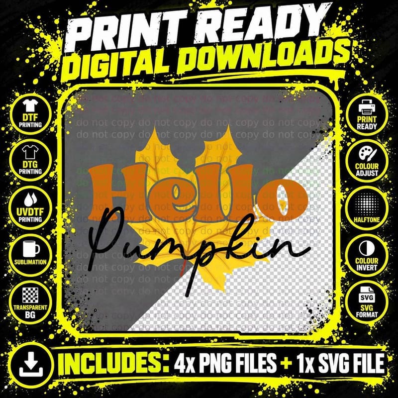 Hello Maple Fall T-Shirt, Hello Maple Leaf Autumn Theme Png SVG Digital Bundle