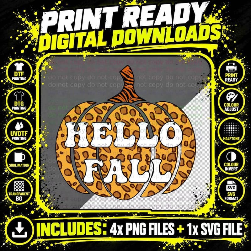 Hello October Fall T-Shirt, Brown Boots with Pumpkins Png SVG Digital Bundle