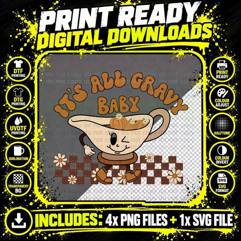 It's All Gravy Baby Fall T-Shirt, Gravy Boat Full of Png SVG Digital Bundle