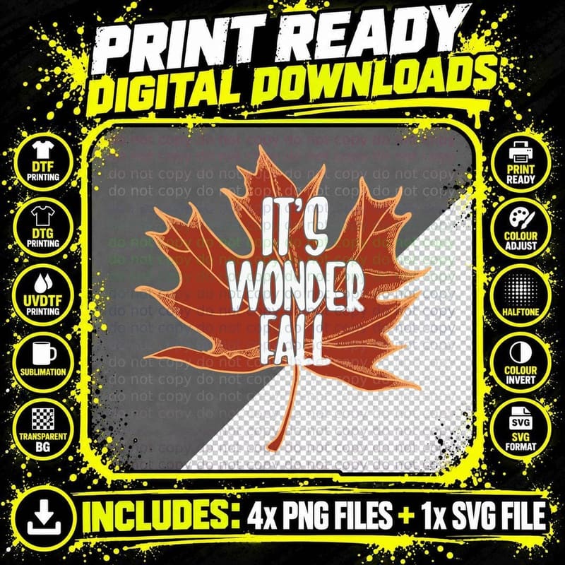 It's Wonder Fall T-Shirt, Maple Leaf Graphic Design Png SVG Digital Bundle