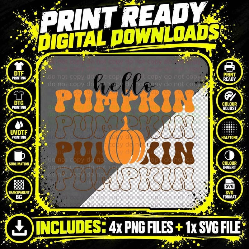 Leopard Polka Pumpkins Leaves Fall T-Shirt Png SVG Digital Bundle