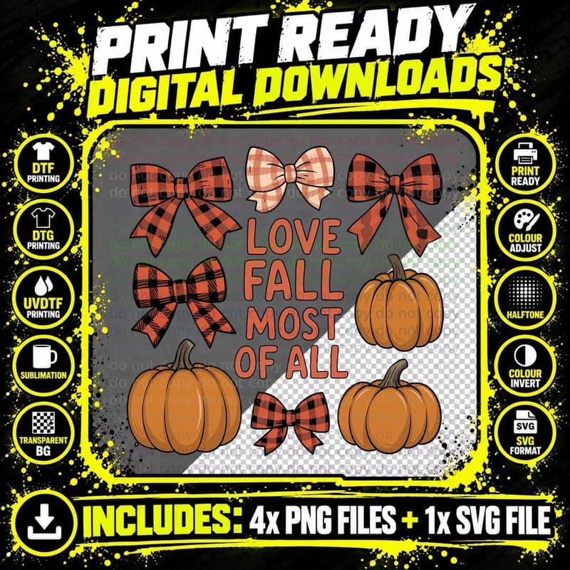 Love Fall Most of All Fall T-Shirt Png SVG Digital Bundle