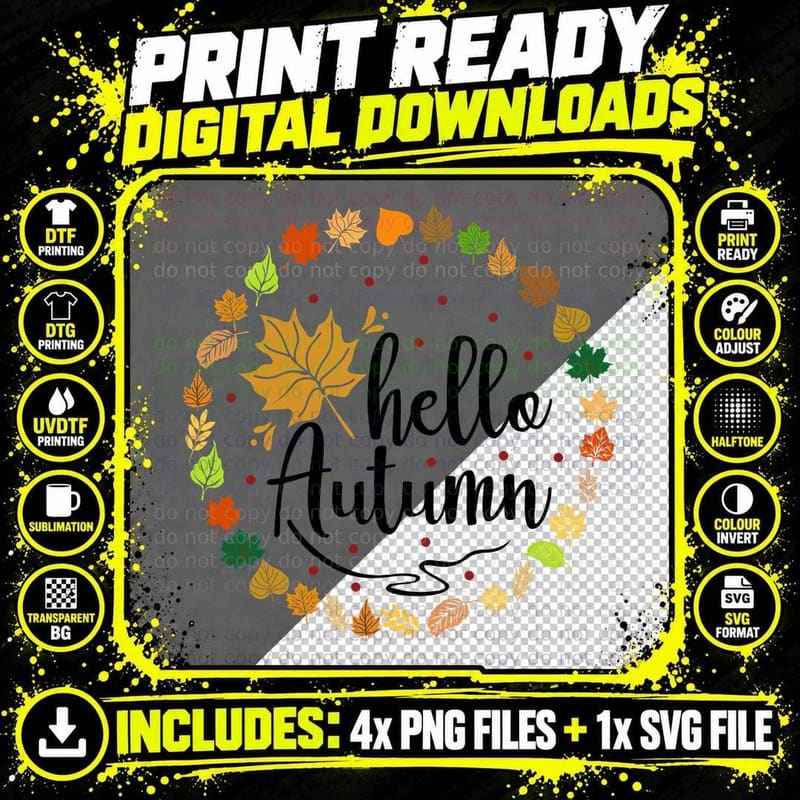 Maple Leaf with Leaf Circle Fall T-Shirt Png SVG Digital Bundle