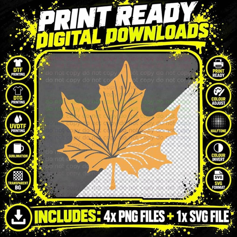 Orange Striped Leaf Design Fall T-Shirt Png SVG Digital Bundle