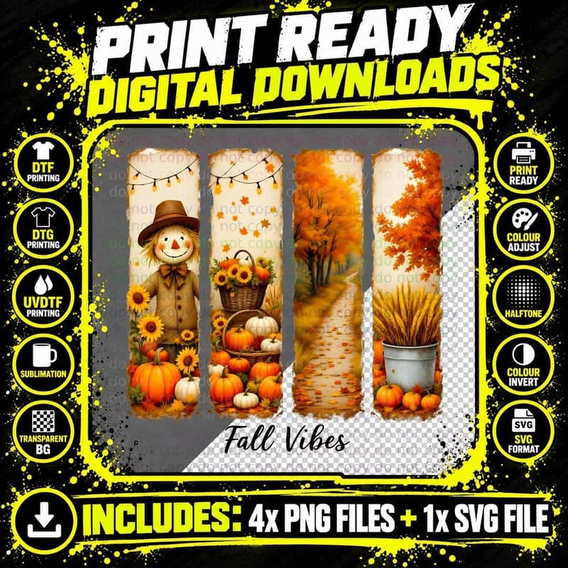 Scarecrow and Path Scenes Fall T-Shirt Png SVG Digital Bundle