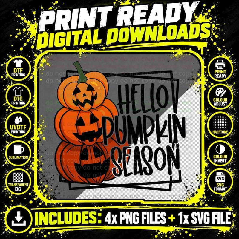 Stacked Carved Pumpkins Fall T-Shirt Png SVG Digital Bundle