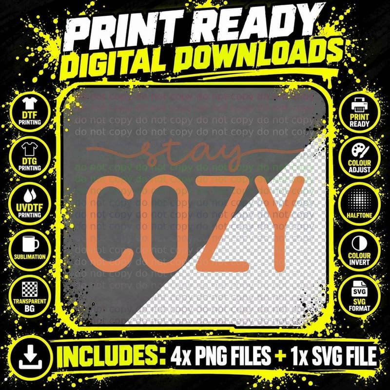 Stay Cozy Fall T-Shirt, Stay Cozy Simple Text Autumn Tee Png SVG Digital Bundle