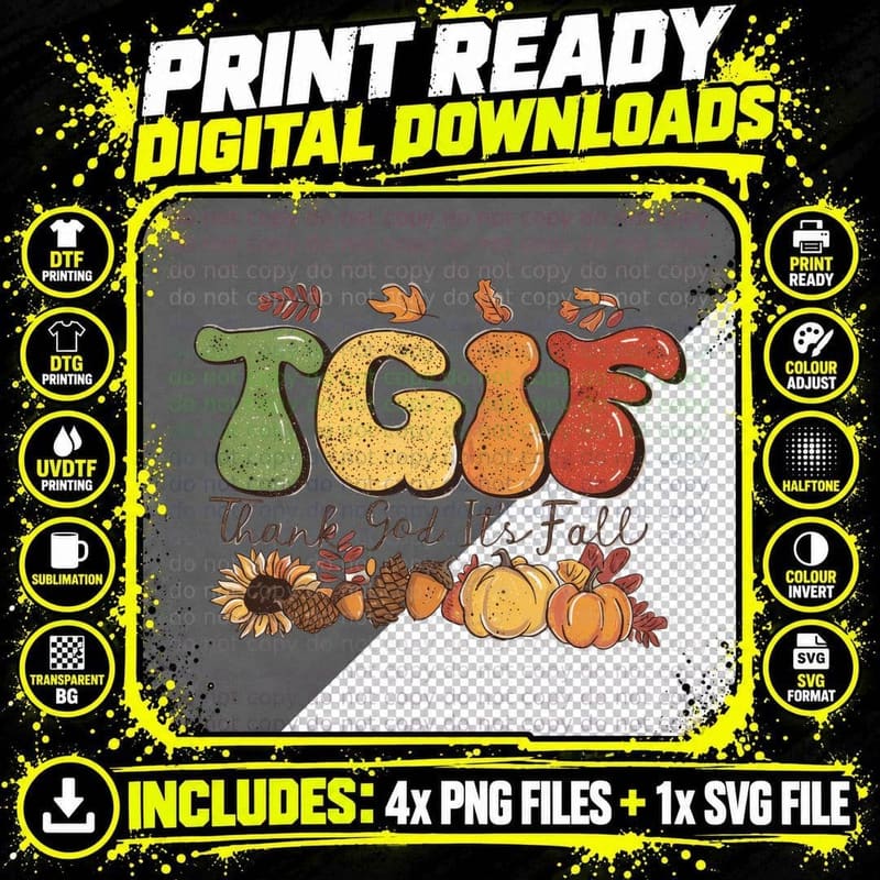 Thank God It's Fall T-Shirt, Pumpkins Harvest Leaves Png SVG Digital Bundle