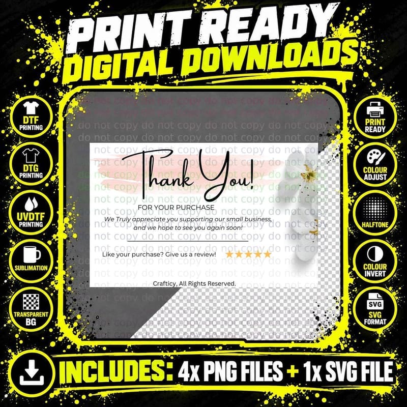 Thank You! for Your Purchase Fall T-Shirt Png SVG Digital Bundle