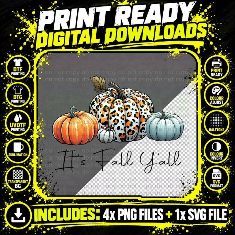 Three Decorative Patterned Pumpkins Fall T-Shirt Png SVG Digital Bundle